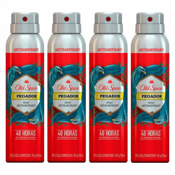 Kit 4 Desodorante Spray Old Spice Antitranspirante Pegador 93g