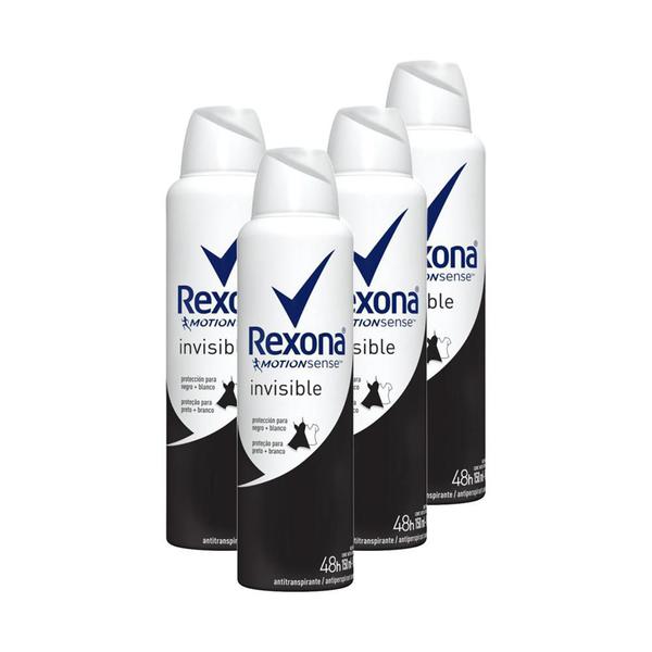 Kit 4 Desodorantes Rexona Motionsense Antitranspirante Aerossol Invisible 150ml