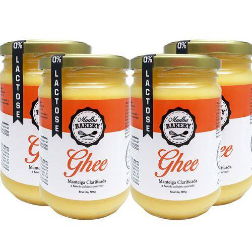 Kit 4 Manteigas Ghee Madhu Bakery 500g Tradicional Clarificada 0% Lactose/glúten