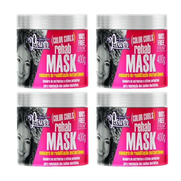 Kit 4 Mascara Soul Power Color Curls Rehab Mask Reabilitação