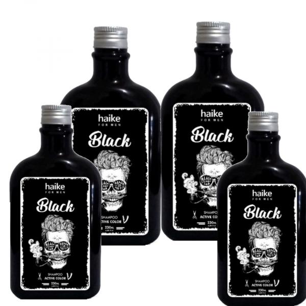 Kit 4 Shampoo Restaurador Cabelos Grisalhos Gradual Black - Haike Profissional