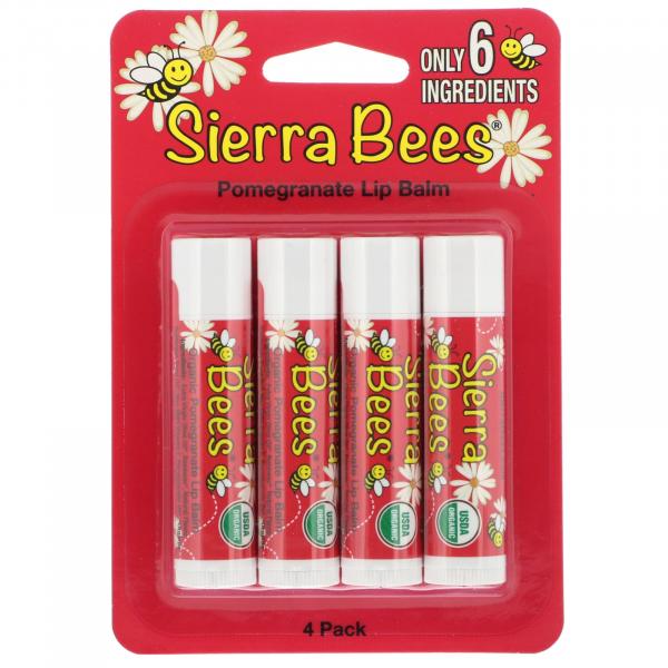 Kit 4 Sierra Bees Bálsamos Orgânicos para Lábios Romã 4,25G