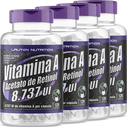 Kit 4 Vitamina a Acetato de Retinol 120 Capsulas Lauton