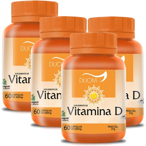 Kit 4 Vitamina D 60 Cápsulas 450mg Duom
