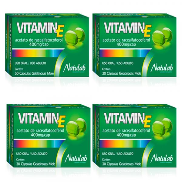 Kit 4 Vitamina E 400mg Natulab Excelente Antioxidante Total 120 Caps Gelatinosas