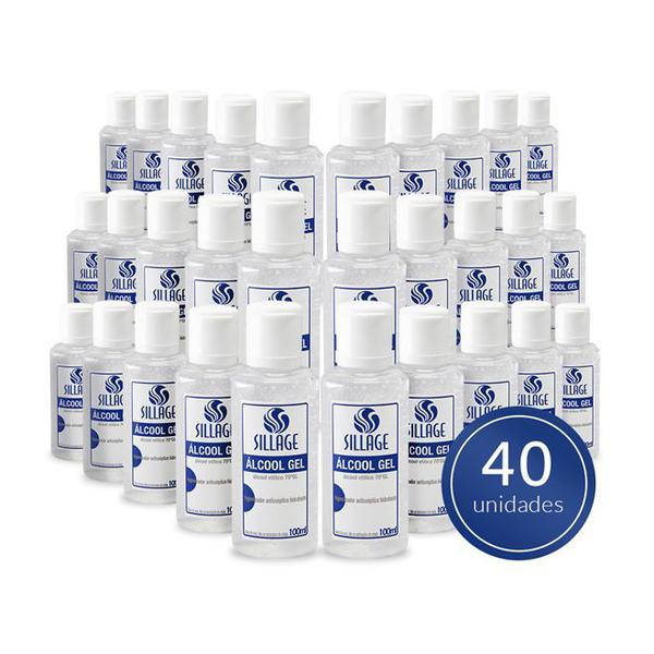 Kit 40 Álcool em Gel 70% Higienizador Antisséptico Hidratante 100ml - Sillage