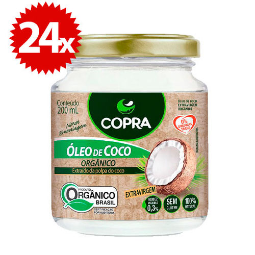 Kit 24x Oleo de Coco Orgânico Extra Virgem 200ml Copra