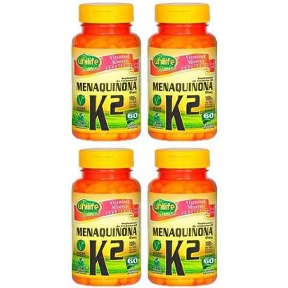 Kit 4x Vitamina K2 (Menaquinona) 60 Cápsulas Unilife