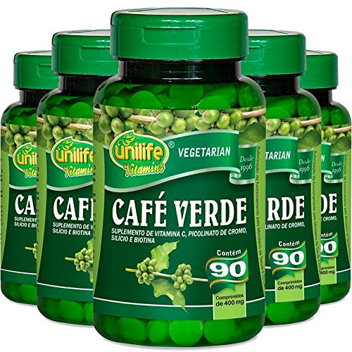 Kit 5 Café Verde 400mg Unilife 90 Cápsulas