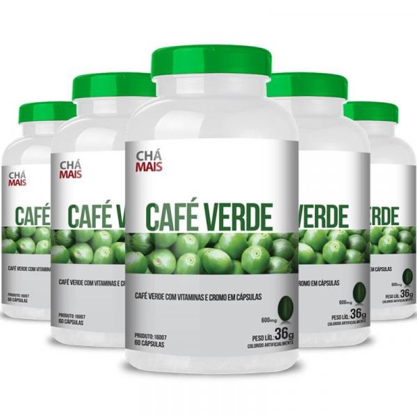 Kit 5 Café Verde com Vitamina C Chá Mais 60 Cápsulas
