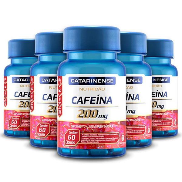 Kit 5 Cafeína 200mg Catarinense Pharma 60 Cápsulas