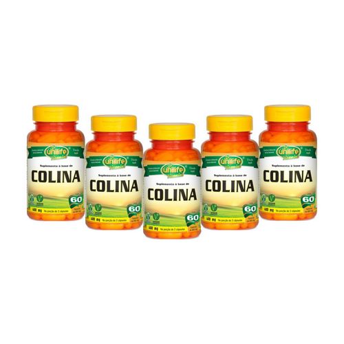 Kit 5 Colina Unilife Vitamina B8 60 Cápsulas