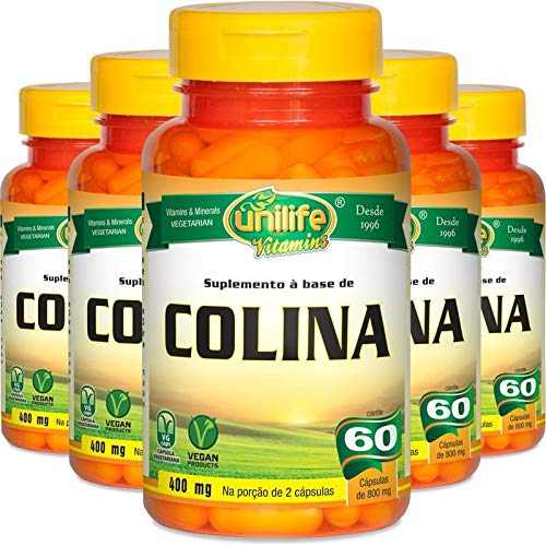 Kit 5 Colina Vitamina B8 Unilife 60 Cápsulas