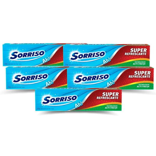 Kit 5 Cremes Dental Sorriso Super Refrescante 50g