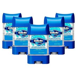 Kit 5 Desodorantes Gillette Antitranspirante Clear Gel Cool Wave 82G