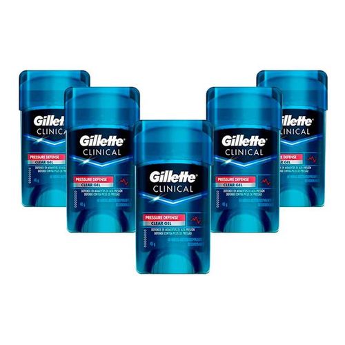 Kit 5 Desodorantes Gillette Clinical Gel Pressure Defense 45g