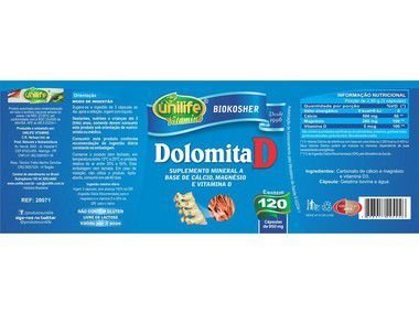 Kit 5 Dolomita com Vitamina D Unilife 120 Cápsulas
