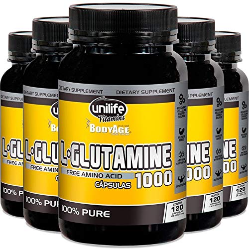 Kit 5 L-Glutamina 100% Pura 120 Cápsulas Unilife