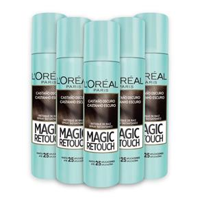 Kit 5 L`Oréal Paris Retoque de Raiz Spray Instantâneo Magic Retouch Castanho Escuro