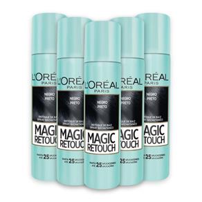 Kit 5 L`Oréal Paris Retoque de Raiz Spray Instantâneo Magic Retouch Preto