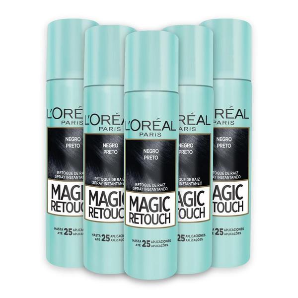 Kit 5 L'Oréal Paris Retoque de Raiz Spray Instantâneo Magic Retouch Preto - LOréal Paris