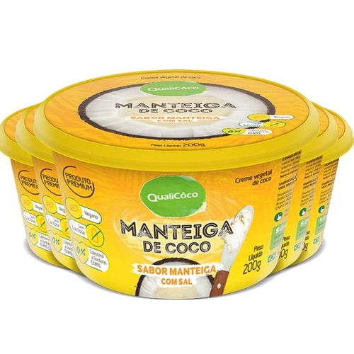 Kit 5 Manteiga de Coco Natural com Sal Qualicoco 200g