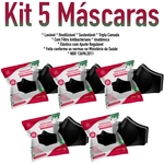 Kit 5 Máscaras c/ Filtro Antibacteriano Reutilizavel Lavavel Proteção Facial