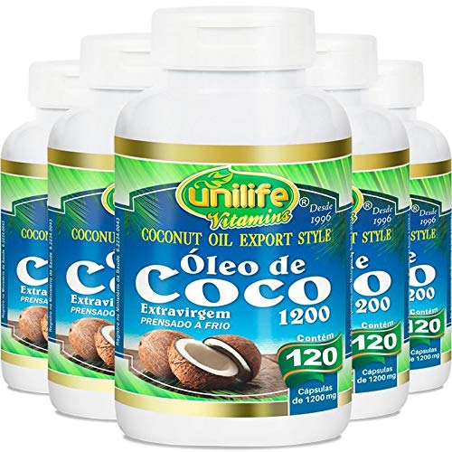 Kit 5 Óleo de Coco Extra Virgem 120 Cápsulas Unilife