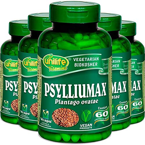 Kit 5 Psyllium Unilife Psylliumax 60 Cápsulas