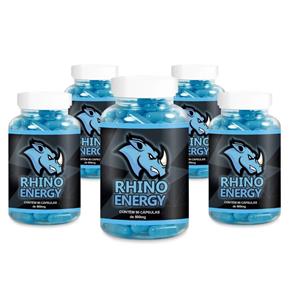 Kit 5 Rhino Energy Estimulante 500mg - 90 Cápsulas