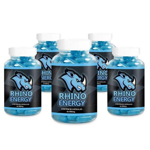 Kit 5 Rhino Energy Viagra Natural 500mg - 90 Cápsulas