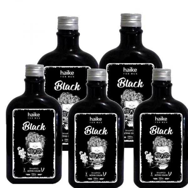 Kit 5 Shampoo Restaurador Cabelos Grisalhos Gradual Black - Haike Profissional