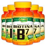 Kit 5 Vitamina B7 Biotina - Unilife 60 Cáps