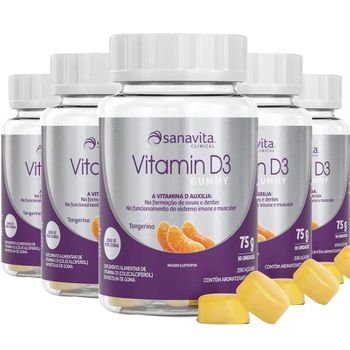 Kit 5 Vitamina D3 GUMMY 30 Cápsulas da Sanavita