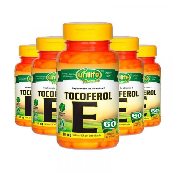 Kit 5 Vitamina e Tocoferol 60 Cápsulas Unilife