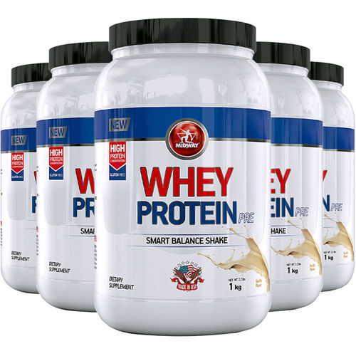 Kit 5 Whey Protein Pre Midway 1kg Baunilha
