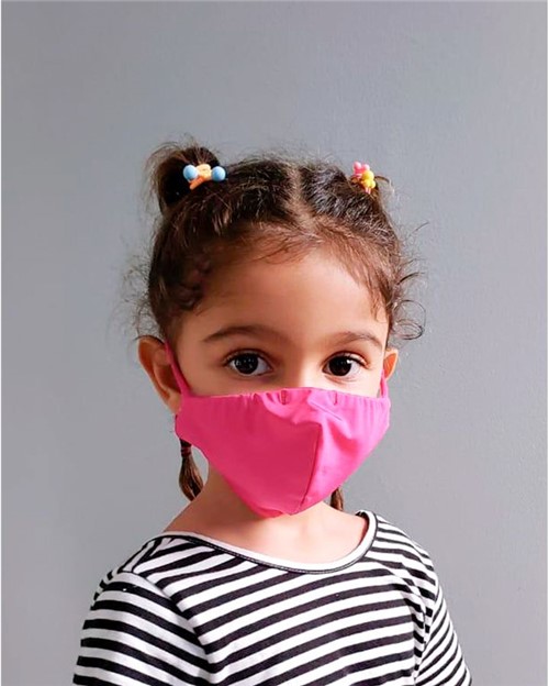Kit 50 Máscaras Infantl Fabiola Molina em Tecido Rosa para Proteção Individual Lavável