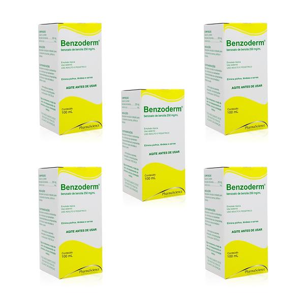 Kit 5x Benzoederm Emulsão Benzoato de Benzila Elimina Piolhos Lêndeas Sarnas 100ml Pharmascience - Pharma Science