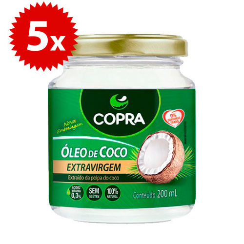 Kit 5x Oleo de Coco Extra Virgem 200ml Copra