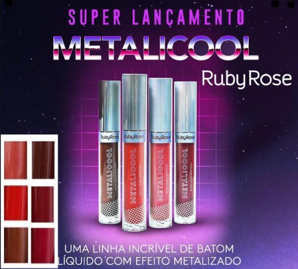 Kit 6 Batons Ruby Rose Metalizado Metalicool Lançamento - Kit 2