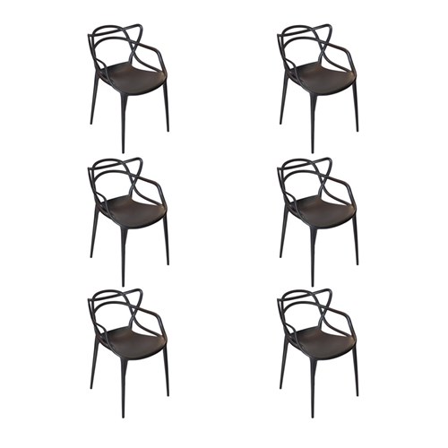 Kit 6 Cadeiras 100% Polipropileno Preta