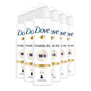 Kit 6 Desodorante Aerosol Dove Invisible Dry Feminino - 150ml