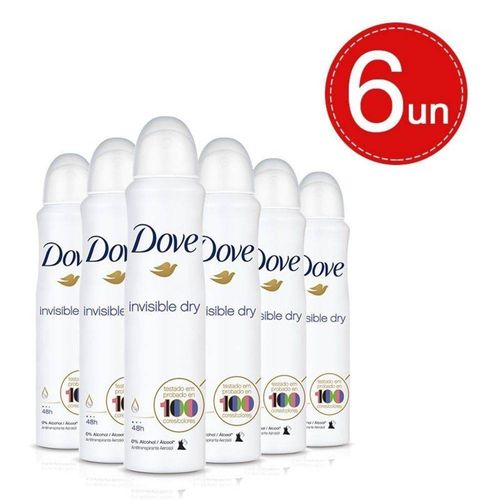 Kit 6 Desodorante Aerosol Dove Invisible Dry