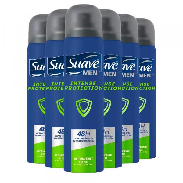 Kit 6 Desodorante Aerosol Suave Masculino Intense Protection 150ml