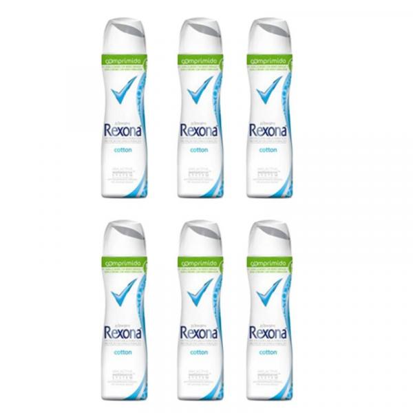 Kit 6 Desodorante Rexona Comprimido Fem Aerosol Cotton 56g