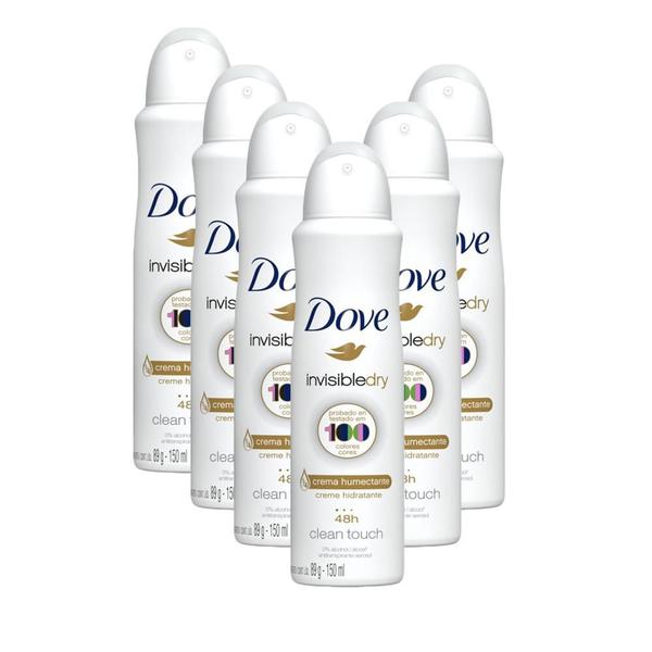 Kit 6 Desodorantes Dove Antitranspirante Aerossol Invisible Dry 150ml