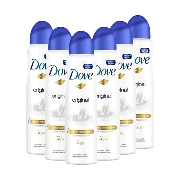Kit 6 Desodorantes Dove Antitranspirante Aerossol Original 150ml
