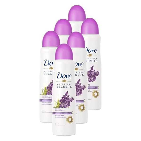 Kit 6 Desodorantes Dove Nutritive Secrets Antitranspirante Aerossol Lavanda e Flores Brancas 150ml