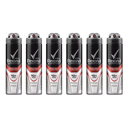 Kit 6 Desodorantes Rexona Aerosol Antitranspirante Antibacterial+Invisible 150ml