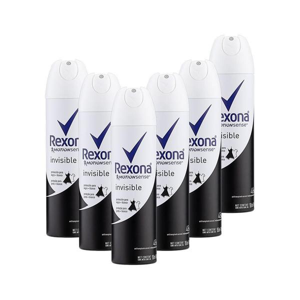 Kit 6 Desodorantes Rexona Motionsense Antitranspirante Aerossol Invisible 150ml
